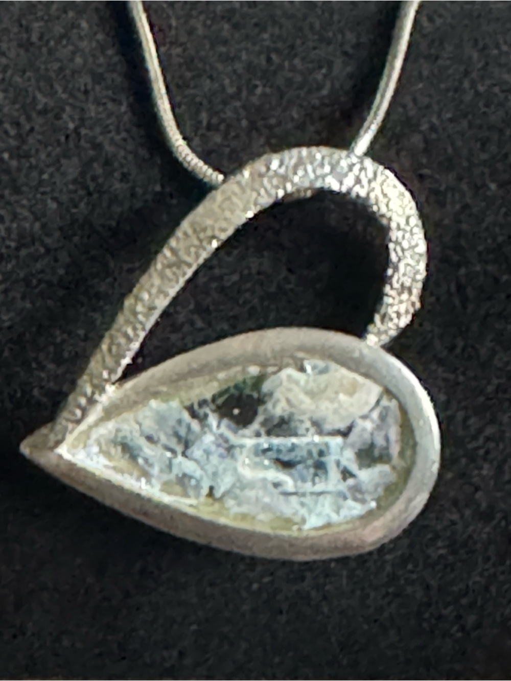 Luli Hamersztein 925 Sterling Silver Ancient Roman Glass Heart Teardrop necklace